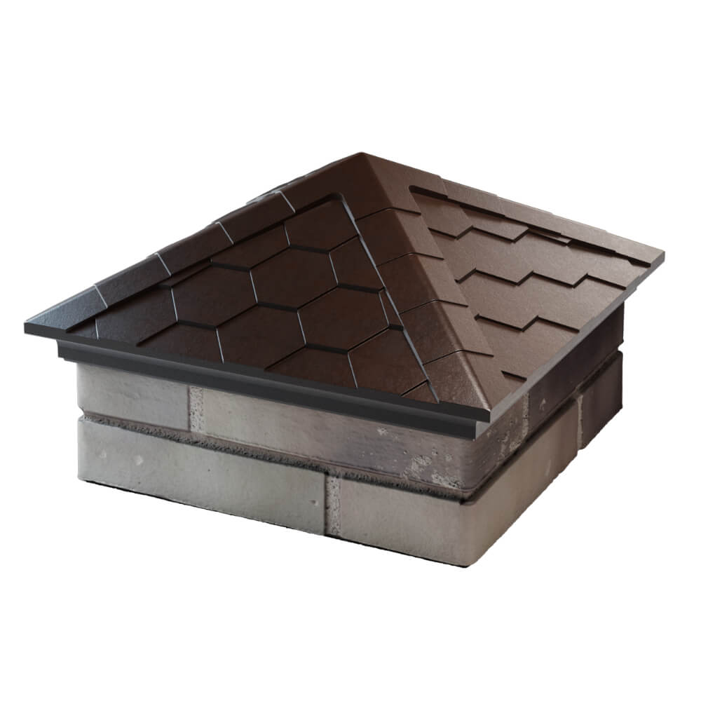 Колпак Zking Эверест Коричневый на столб 1.5х1.5 кирпича (390х390мм)